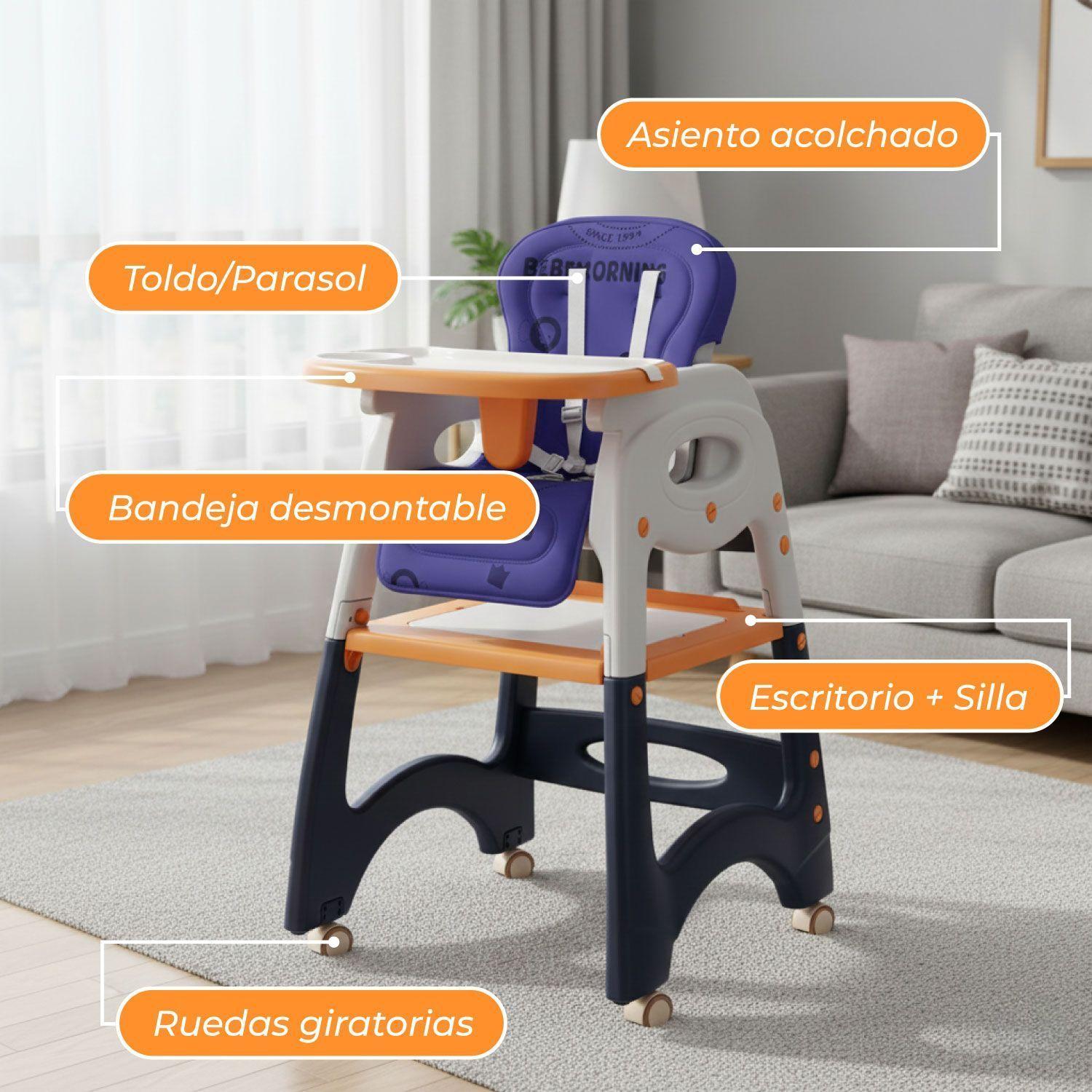 Silla Comer Bebe Safe Baby + Mesa 6 en 1 Con Ruedas -6