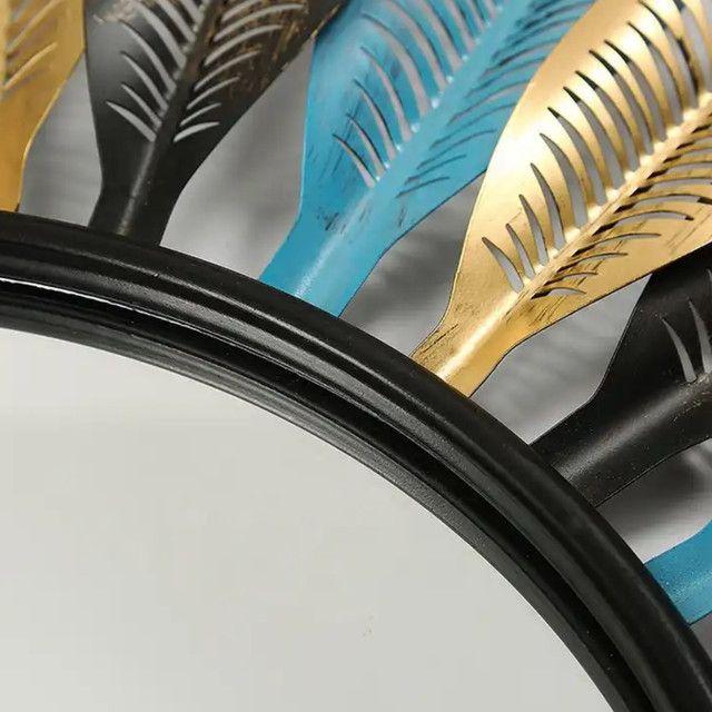 Espejo Deco Mural Boho Modern Plumas de Metal 80 cm-4