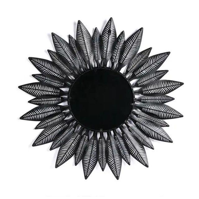 Espejo Deco Mural Boho Modern Plumas de Metal 80 cm-6