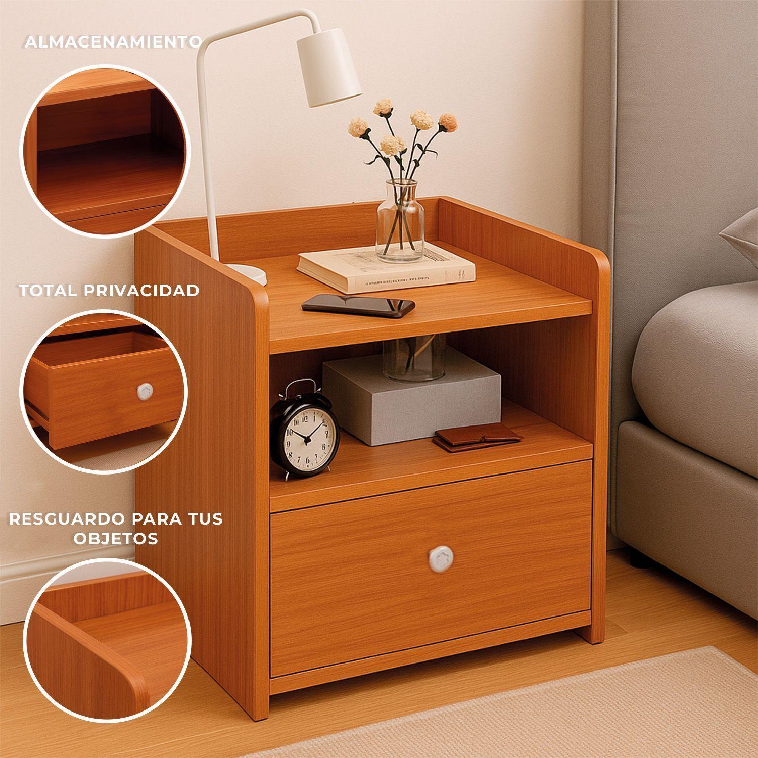 Velador Classic 2 Niveles 1 Cajon 31x34x27 Cm-3