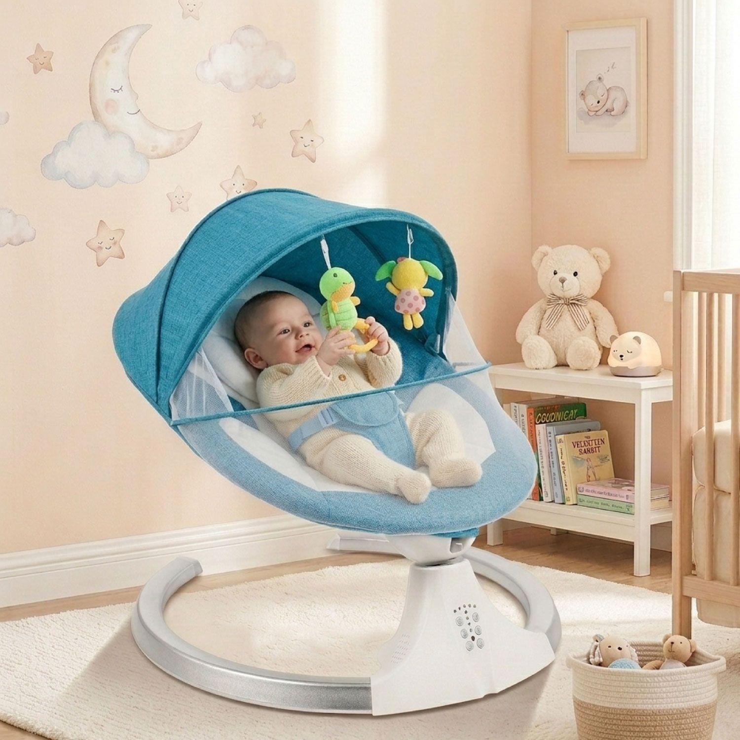Silla Mecedora Electrica Inteligente Bebe Multifuncion Verde-3