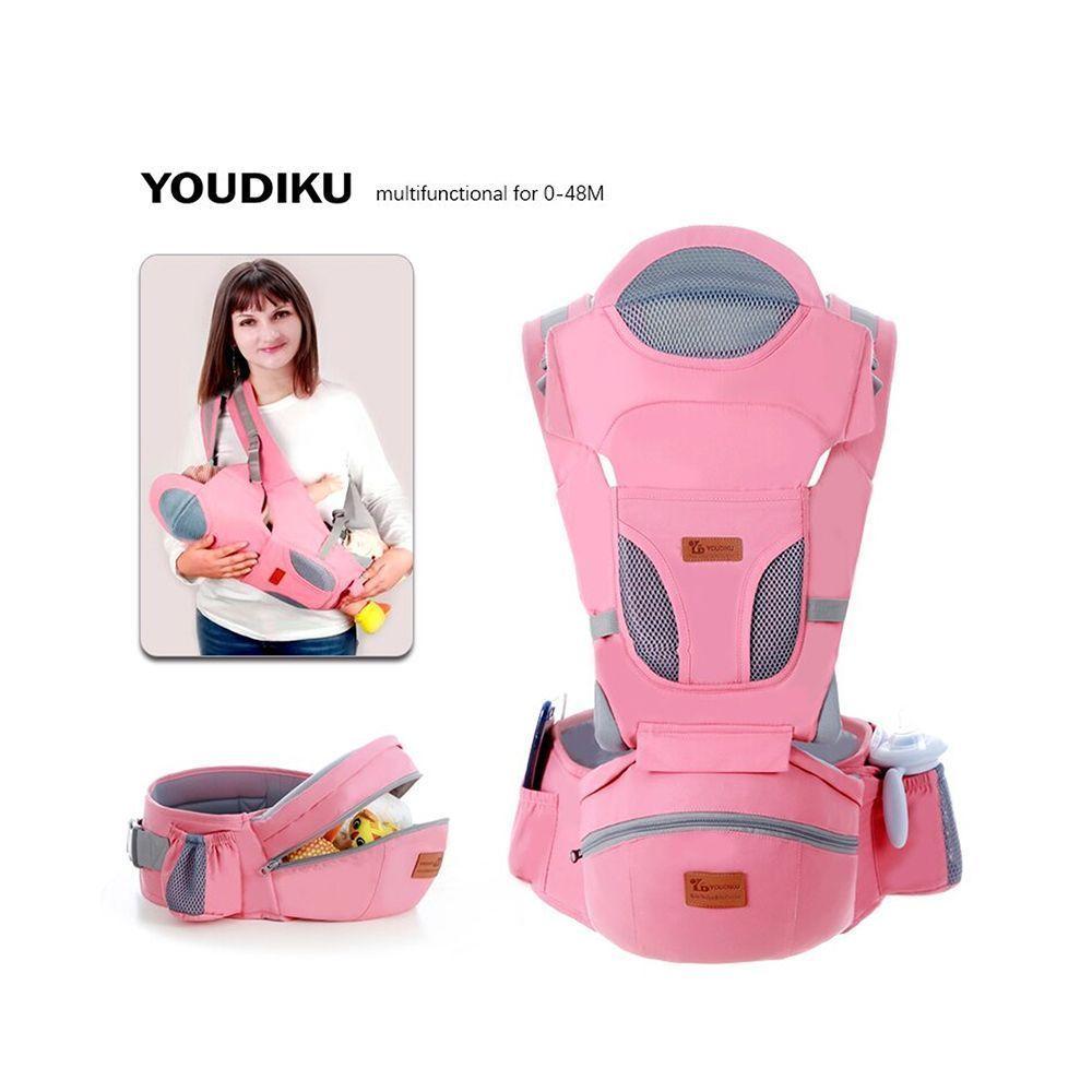 Portabebe Ergonomico con Soporte y Bolso Rosado-2
