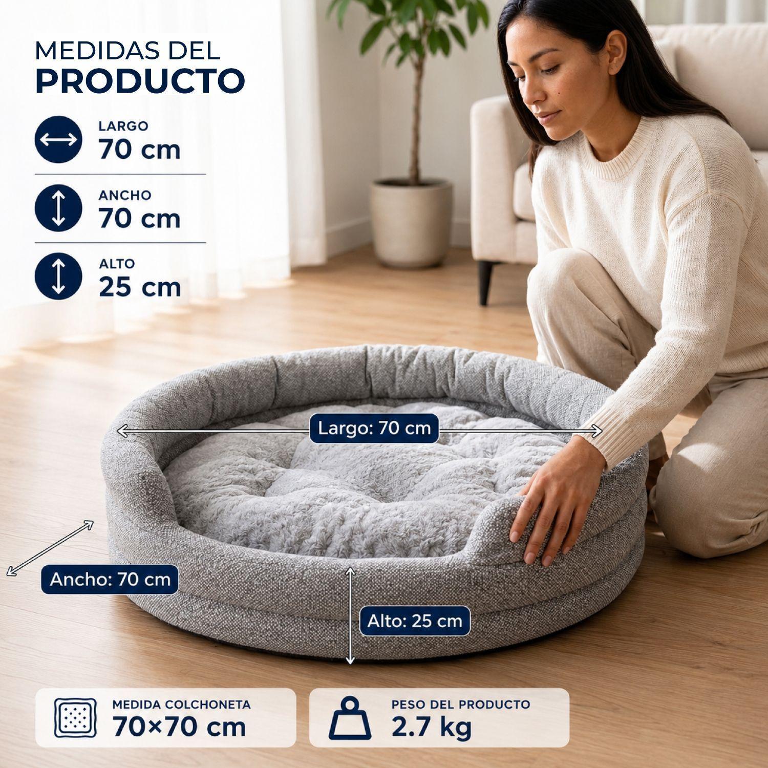 Cama Mascotas 70cm Confort Cervical Base Antideslizante-2