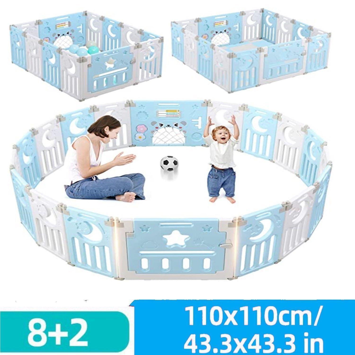 Corral de Seguridad Bebe Multiformas 8+2 Plegable Celeste-2