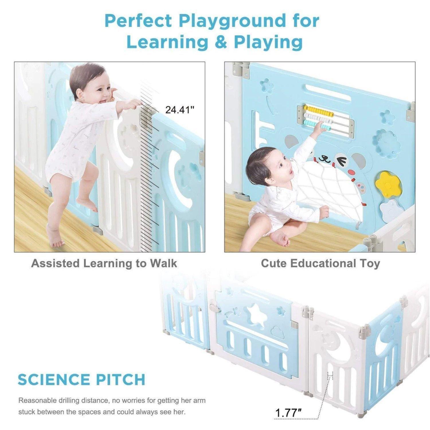 Corral de Seguridad Bebe Multiformas 8+2 Plegable Celeste-6
