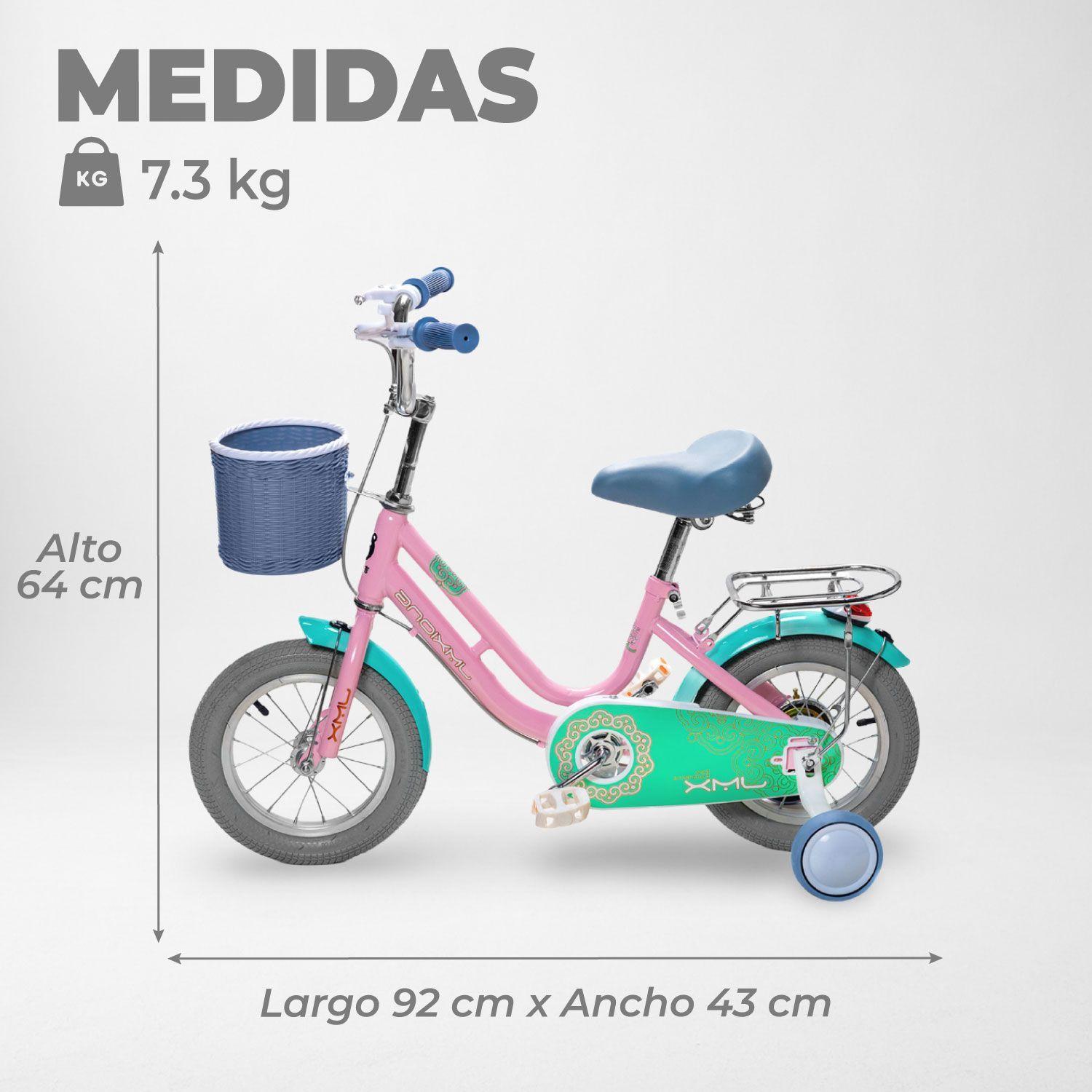 Bicicleta Infantil Aro 12 Aprendizaje con Rueditas y Canasto-2