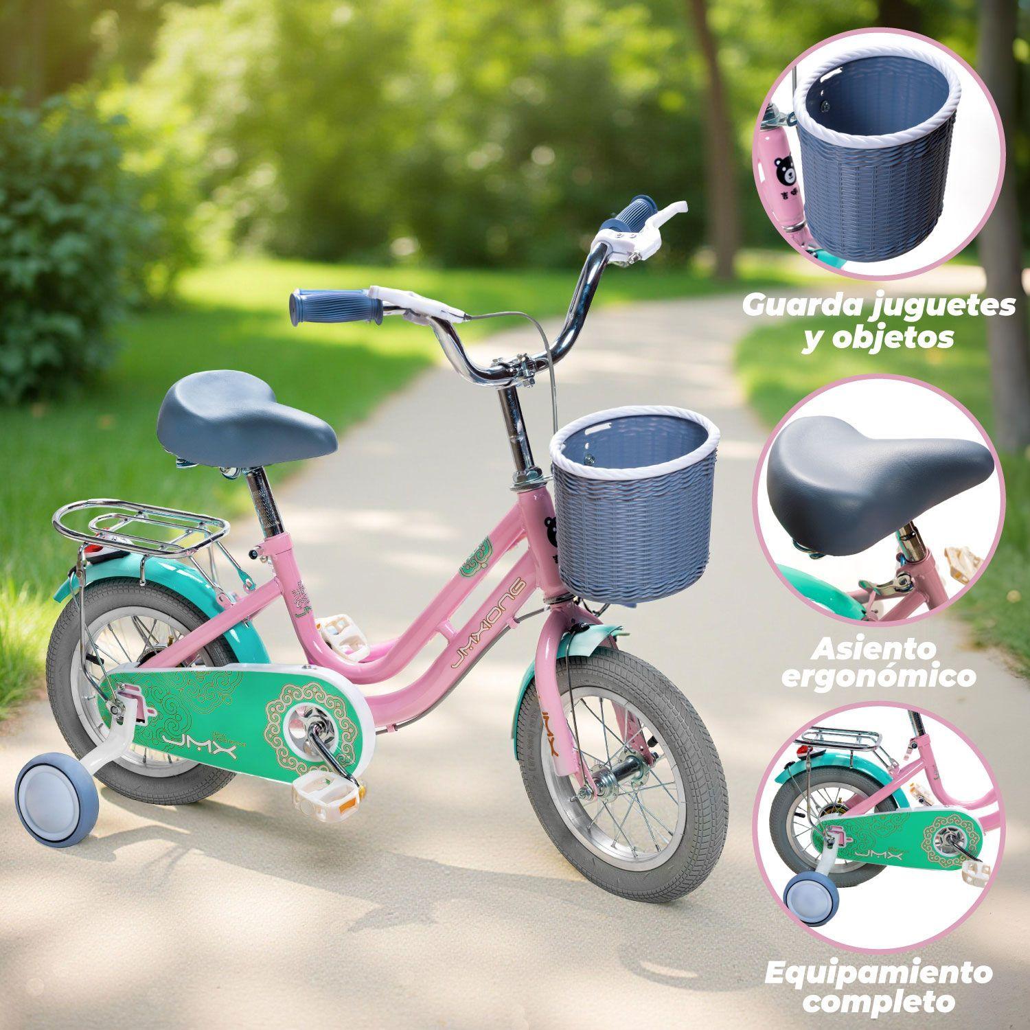 Bicicleta Infantil Aro 12 Aprendizaje con Rueditas y Canasto-3