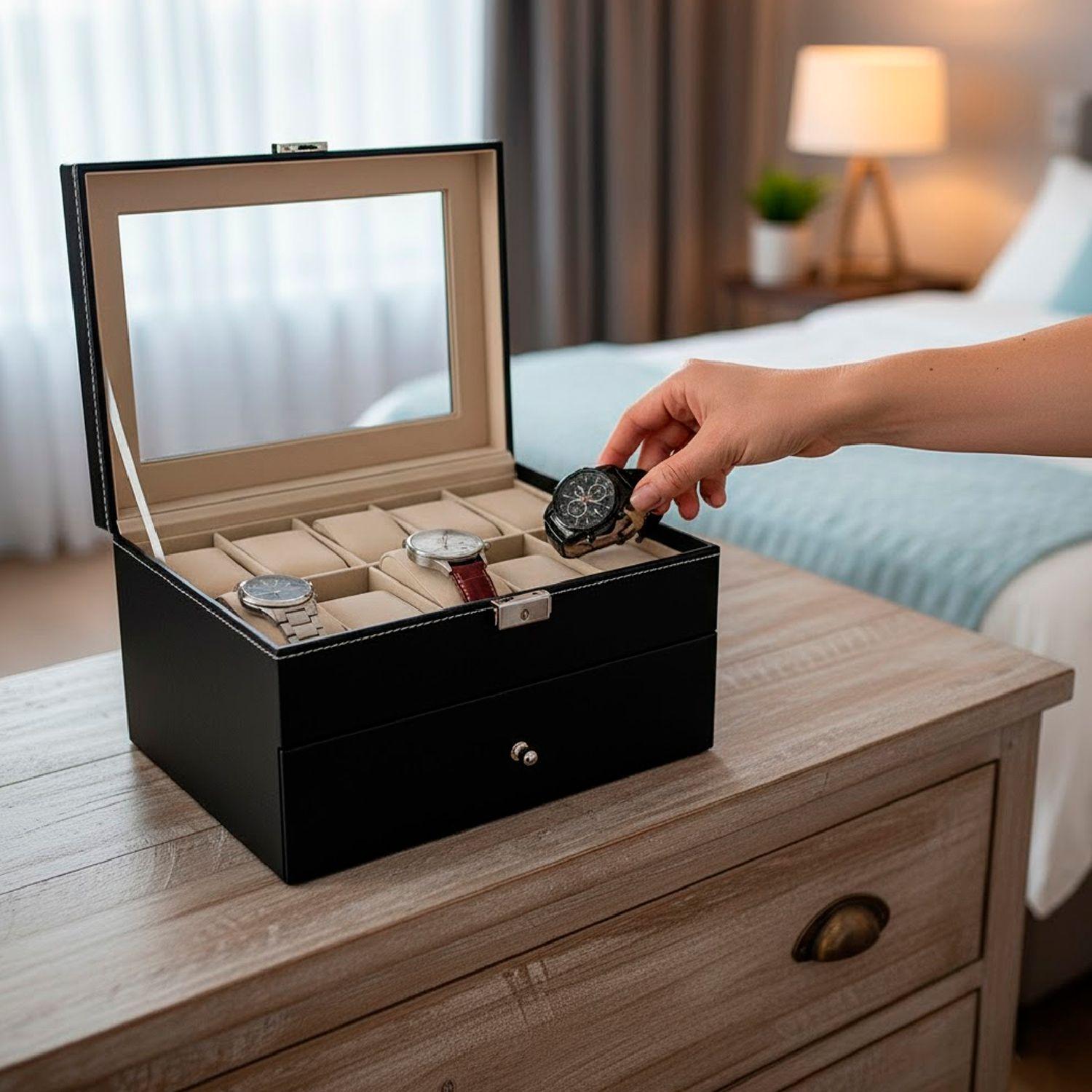 Caja Estuche Organizador de 20 Relojes de Lujo-3