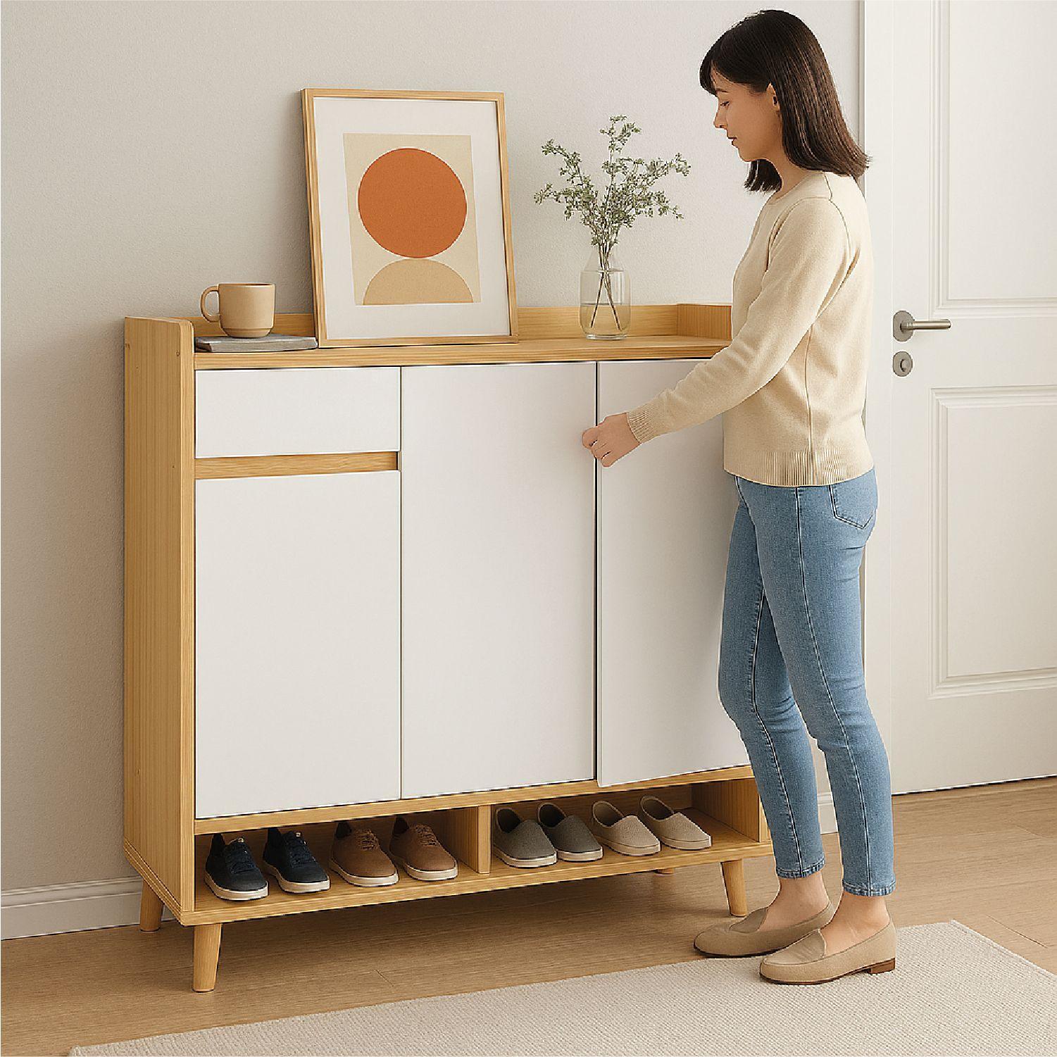 Zapatero Bicolor Elegance 3 Puertas Organizador Estante 81-4