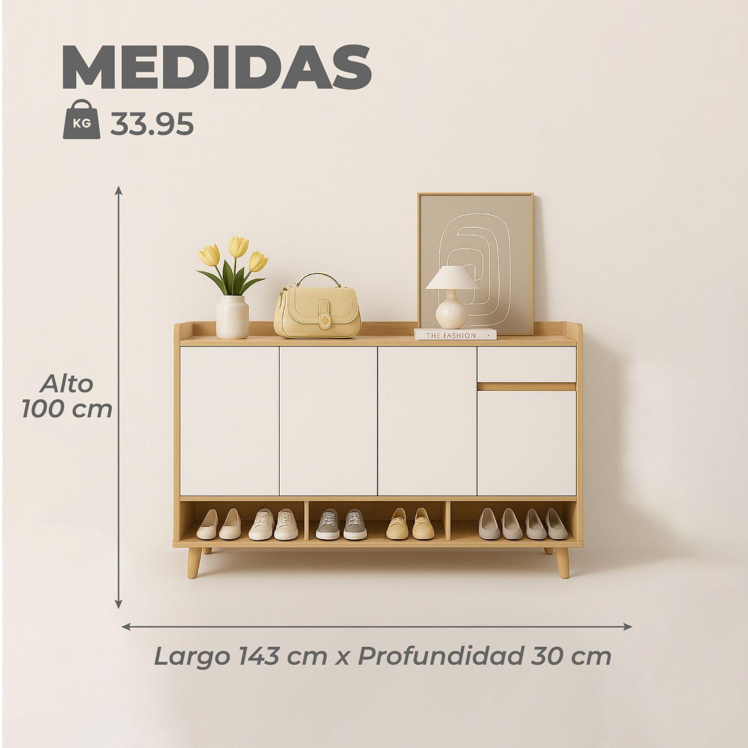 Zapatero Mueble Moderm 4 Puertas y Cajón 143CM-2