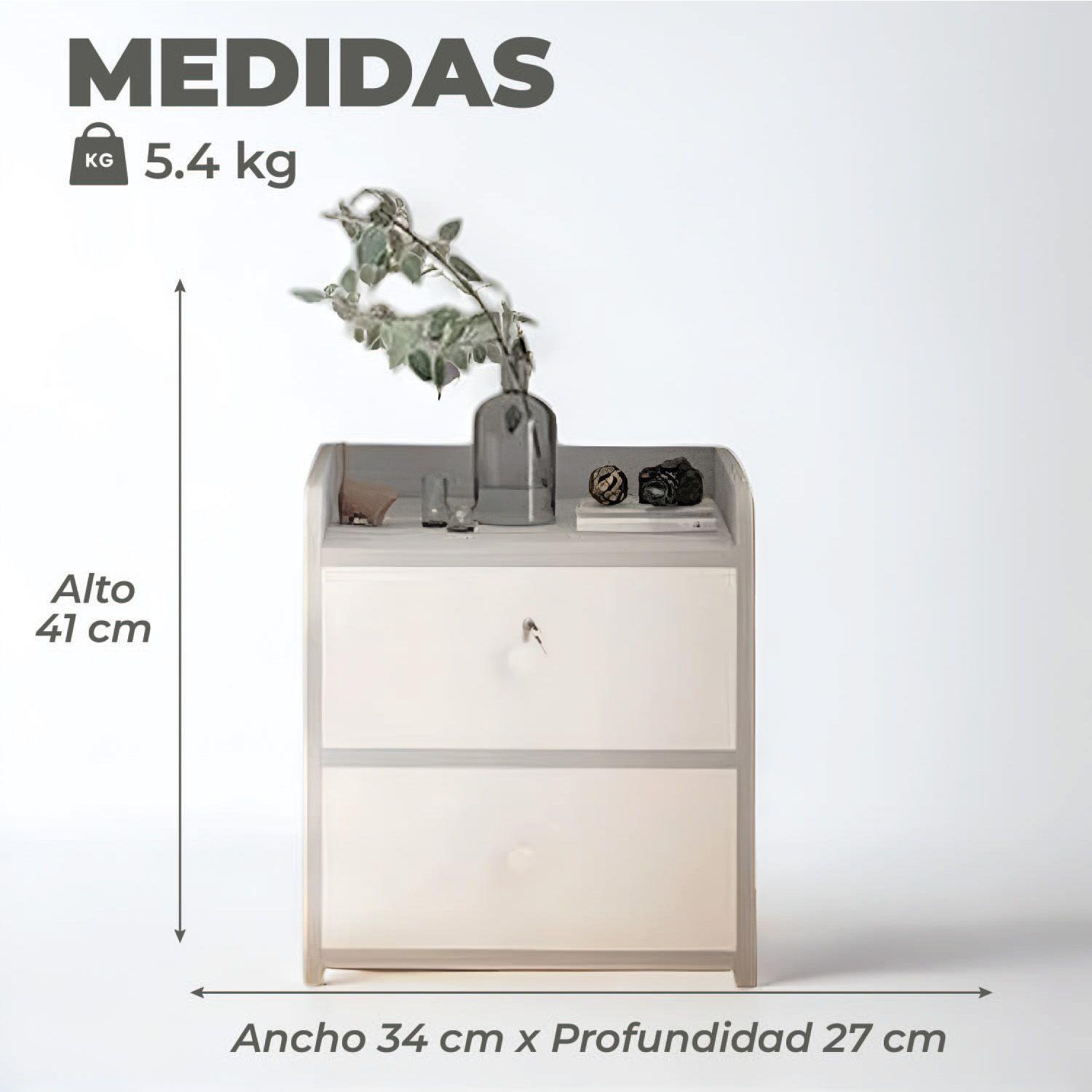   Velador Grey 2 Cajon Con 1 Llave 41x34x26 Cm-2
