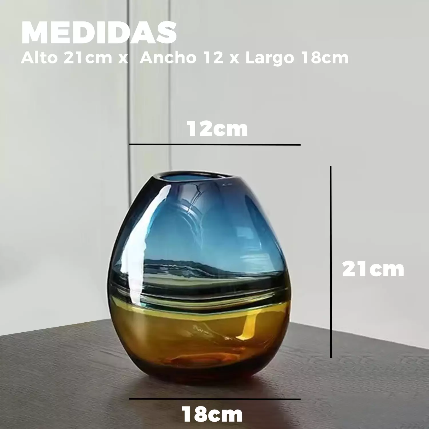 Florero Jarron Decorativo Ovalado Minimalista Italy 21 cms.-1