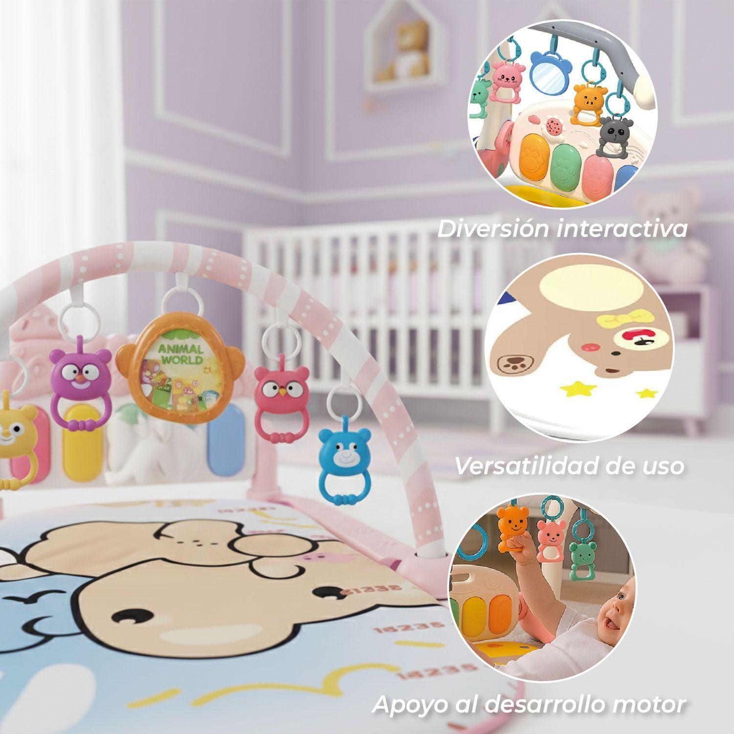 Gimnasio Alfombra Bebe Piano 3 en 1 Little Bear -3