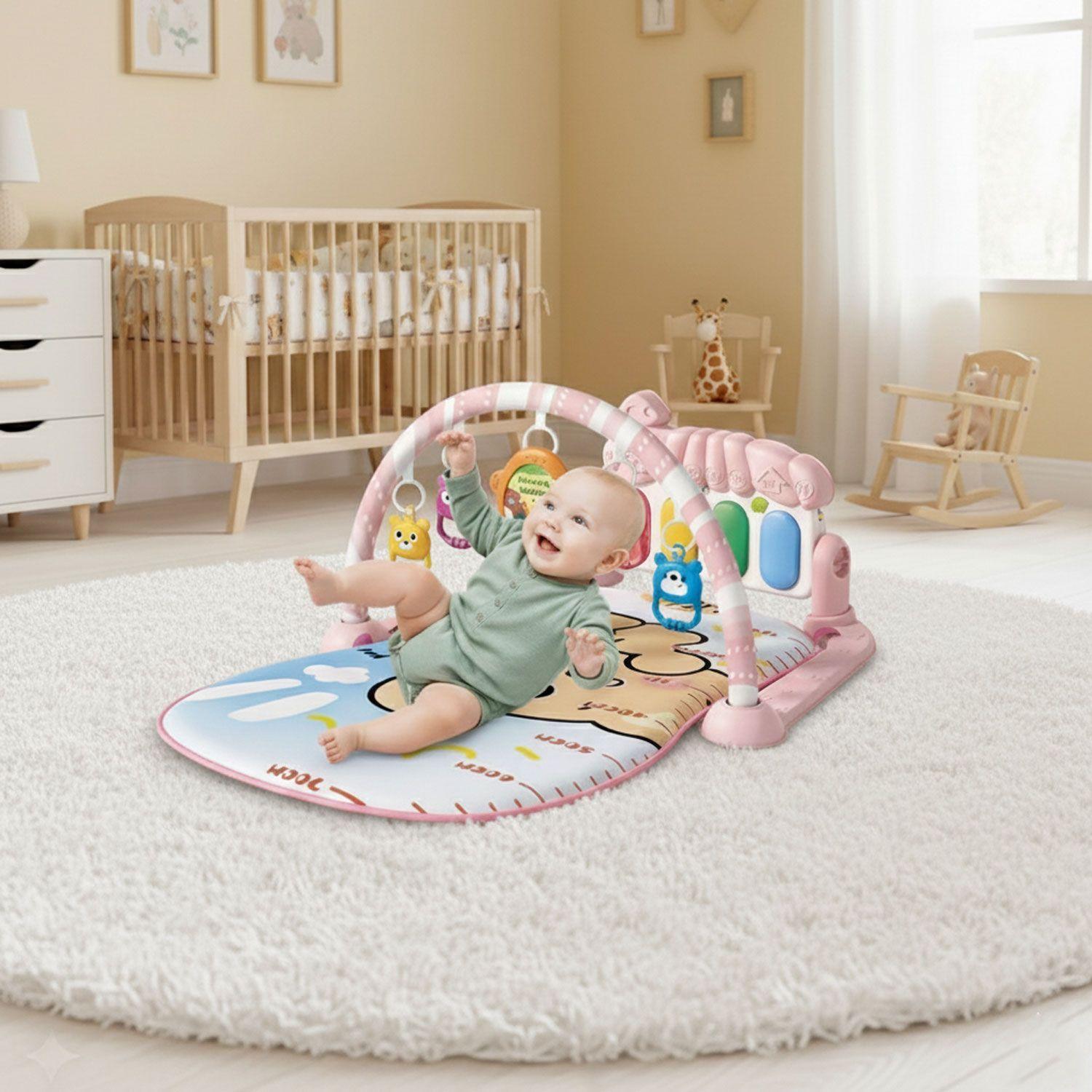 Gimnasio Alfombra Bebe Piano 3 en 1 Little Bear -4