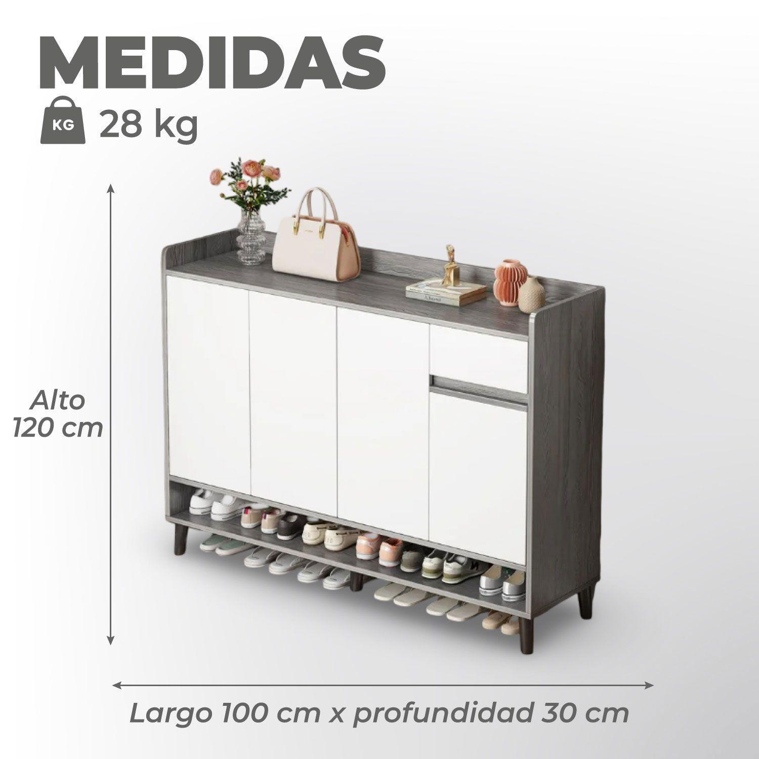 Zapatero Silver 4 Puertas con Cajon Organizador Estante 120Cm-2
