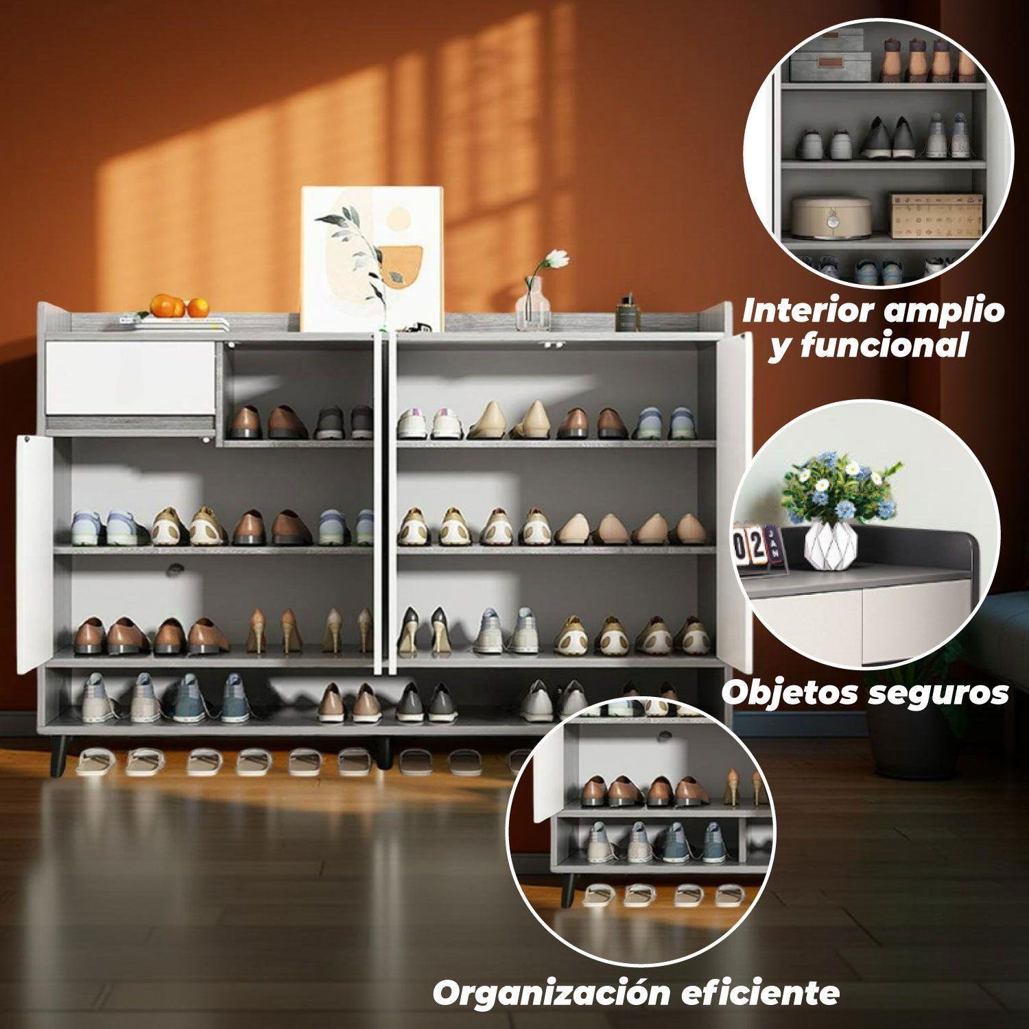 Zapatero Silver 4 Puertas con Cajon Organizador Estante 120Cm-3