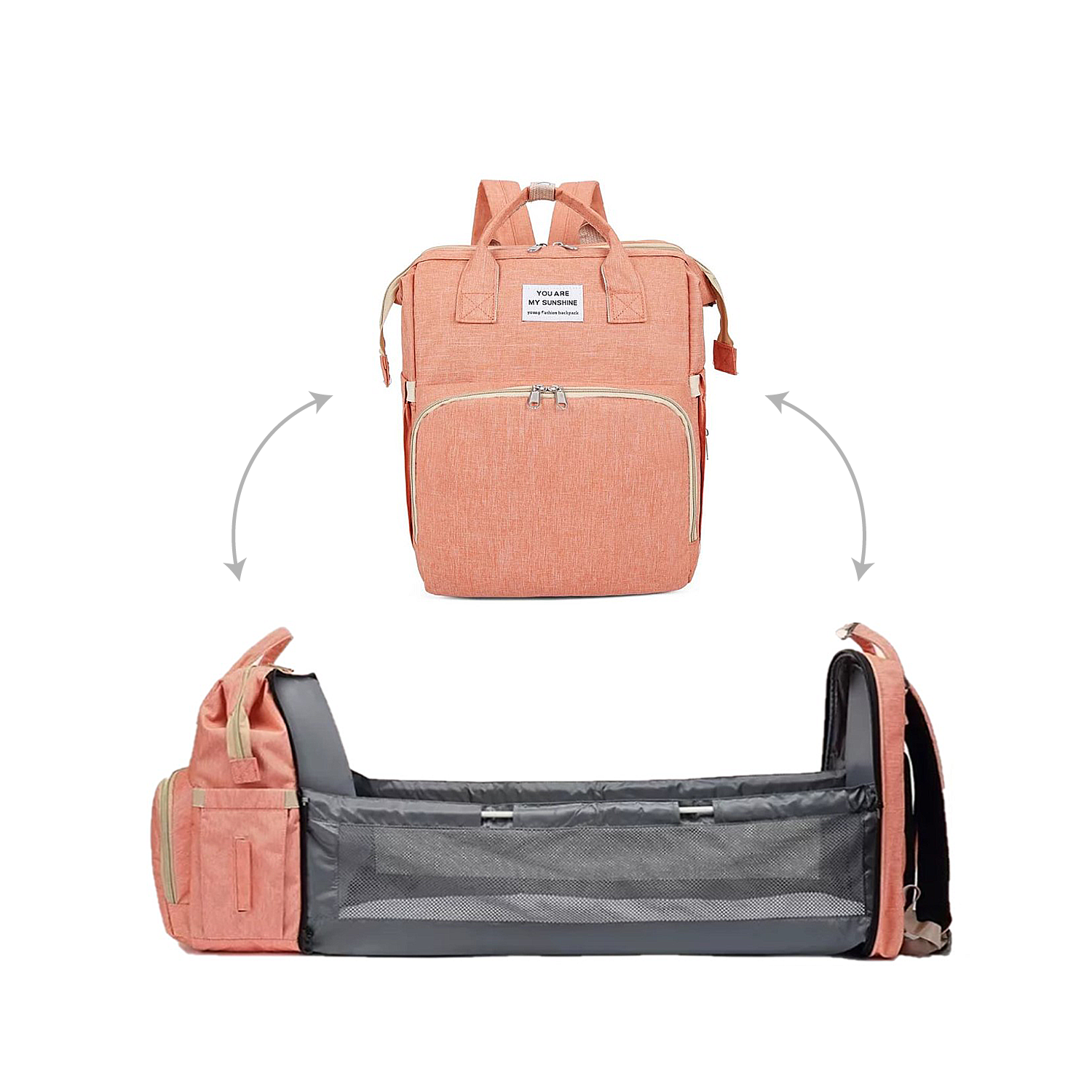 Mochila Pañalera 3 en 1 Cuna Mudador Portatil Bebe-0