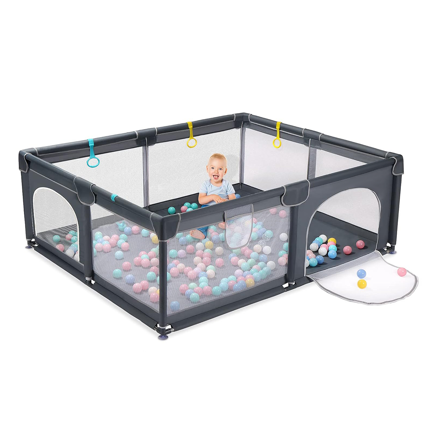 Corral de Seguridad Bebe 180cm Rectangular Gris-0