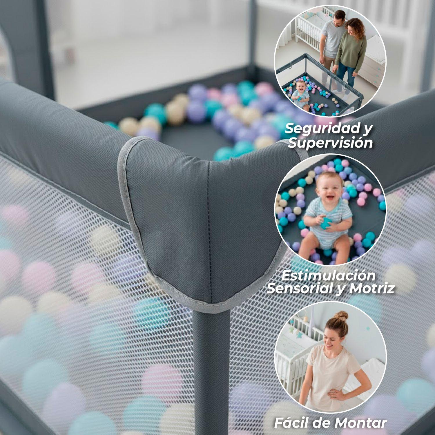 Corral de Seguridad Bebe 180cm Rectangular Gris-2