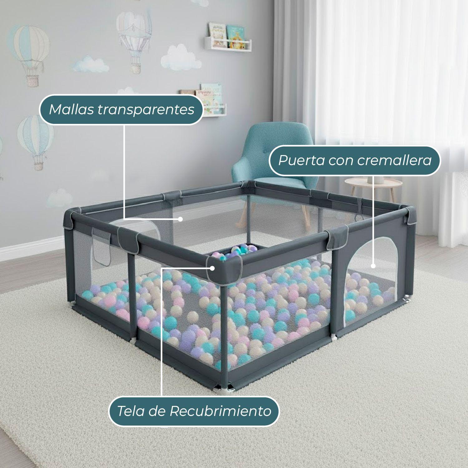 Corral de Seguridad Bebe 180cm Rectangular Gris-4