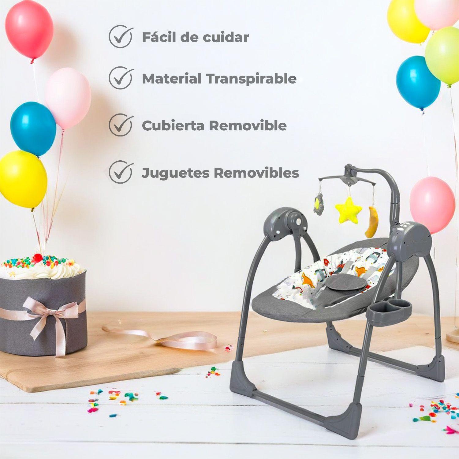 Silla Mecedora Bebe Columpio Electrica Bluetooth Reclinable -3