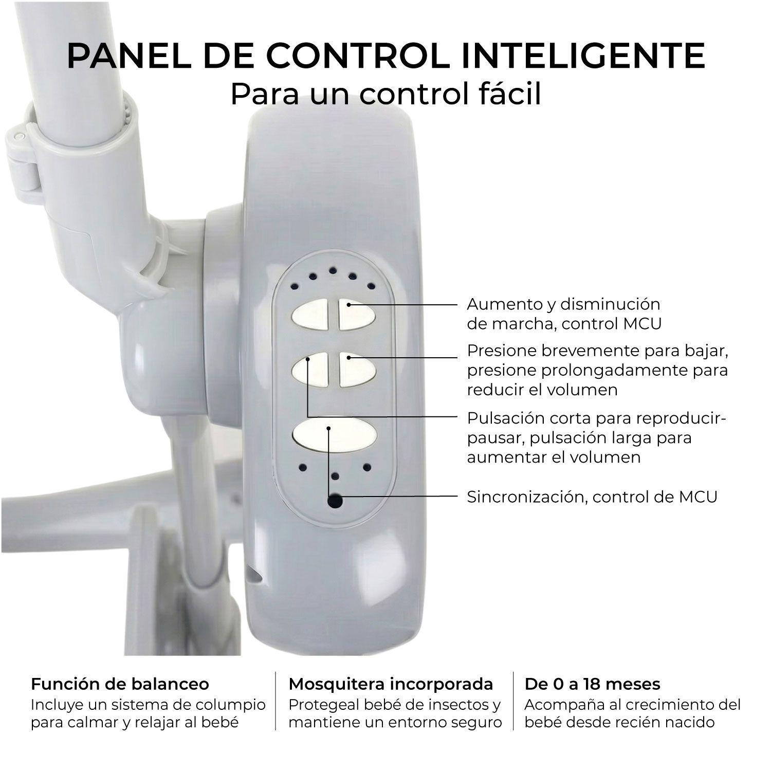 Silla Mecedora Bebe Columpio Electrica Bluetooth Reclinable -6