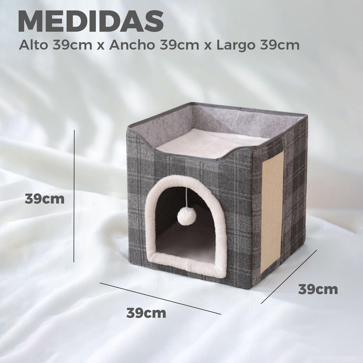 Cama Mascota Soft Confort Plegable Con Rascador y Pompon 39cm-2