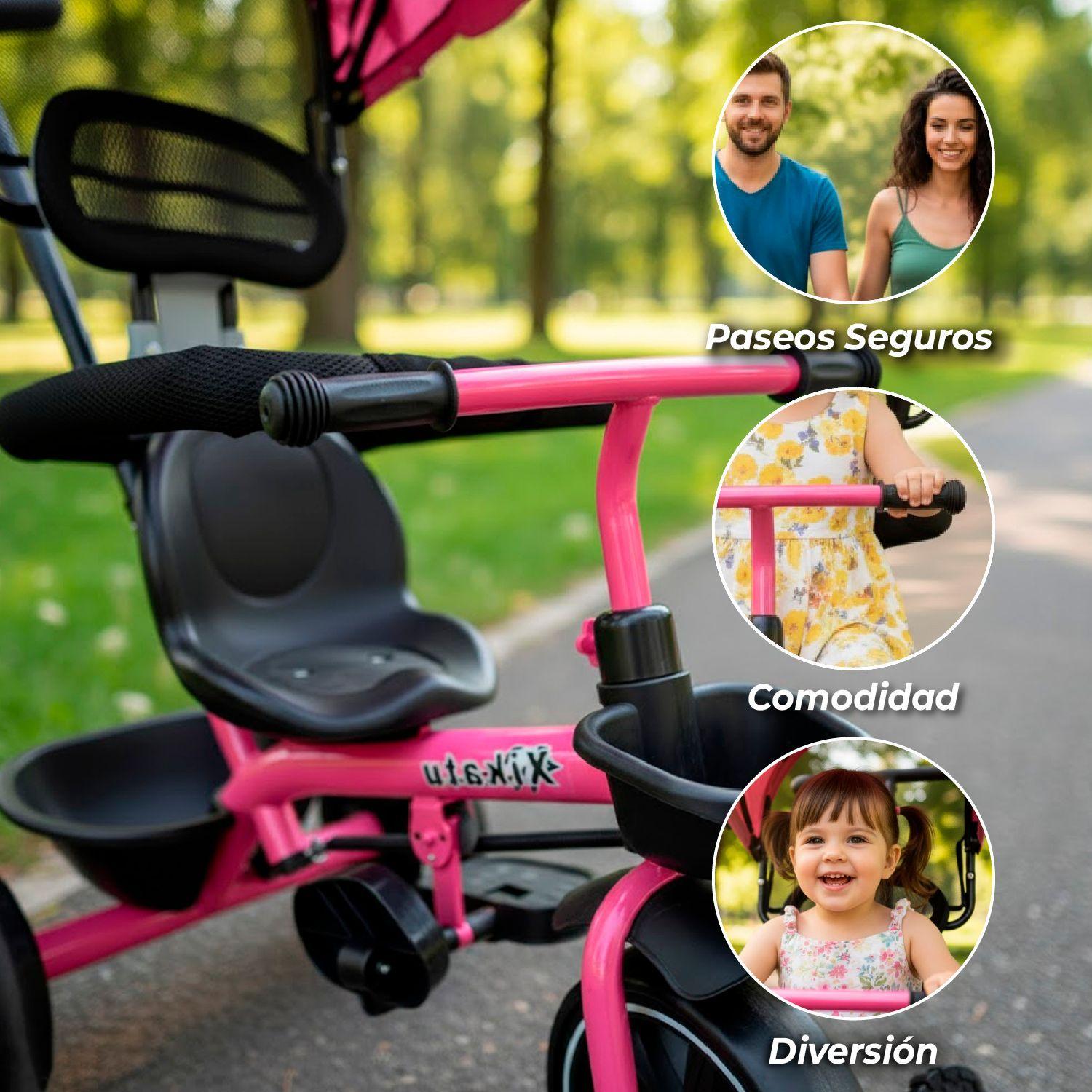 Triciclo Coche Infantil 5 En 1 Con Toldo y Mango-2