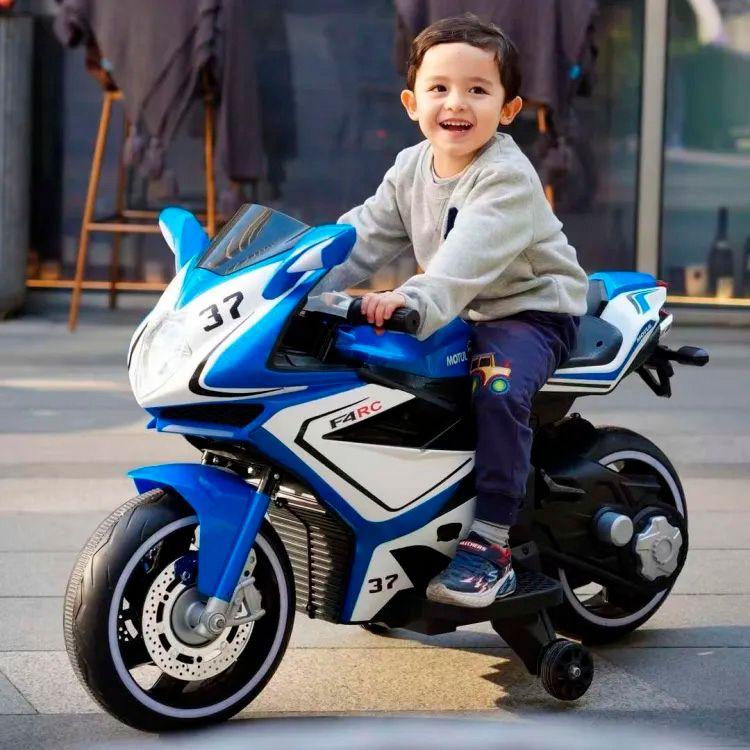 Moto Eléctrica Infantil con Música y Luz Color Azul-4