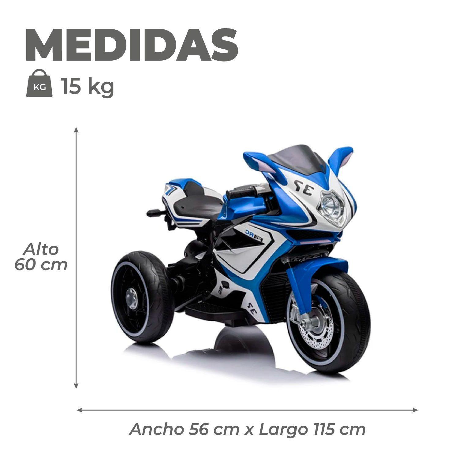 Moto Eléctrica Infantil con Música y Luz Color Azul-2