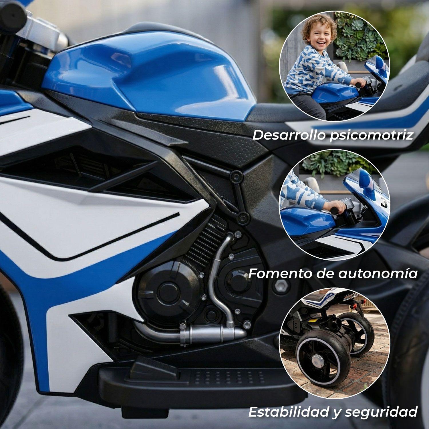 Moto Eléctrica Infantil con Música y Luz Color Azul-3
