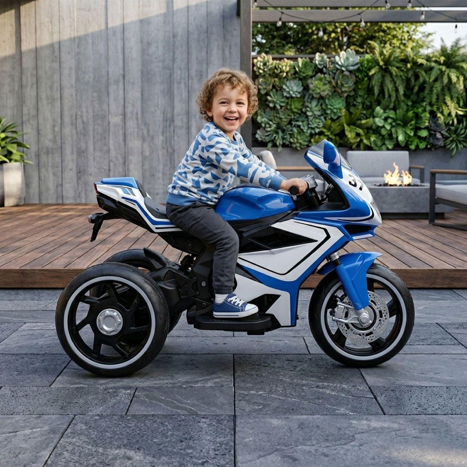 Moto Eléctrica Infantil con Música y Luz Color Azul-4