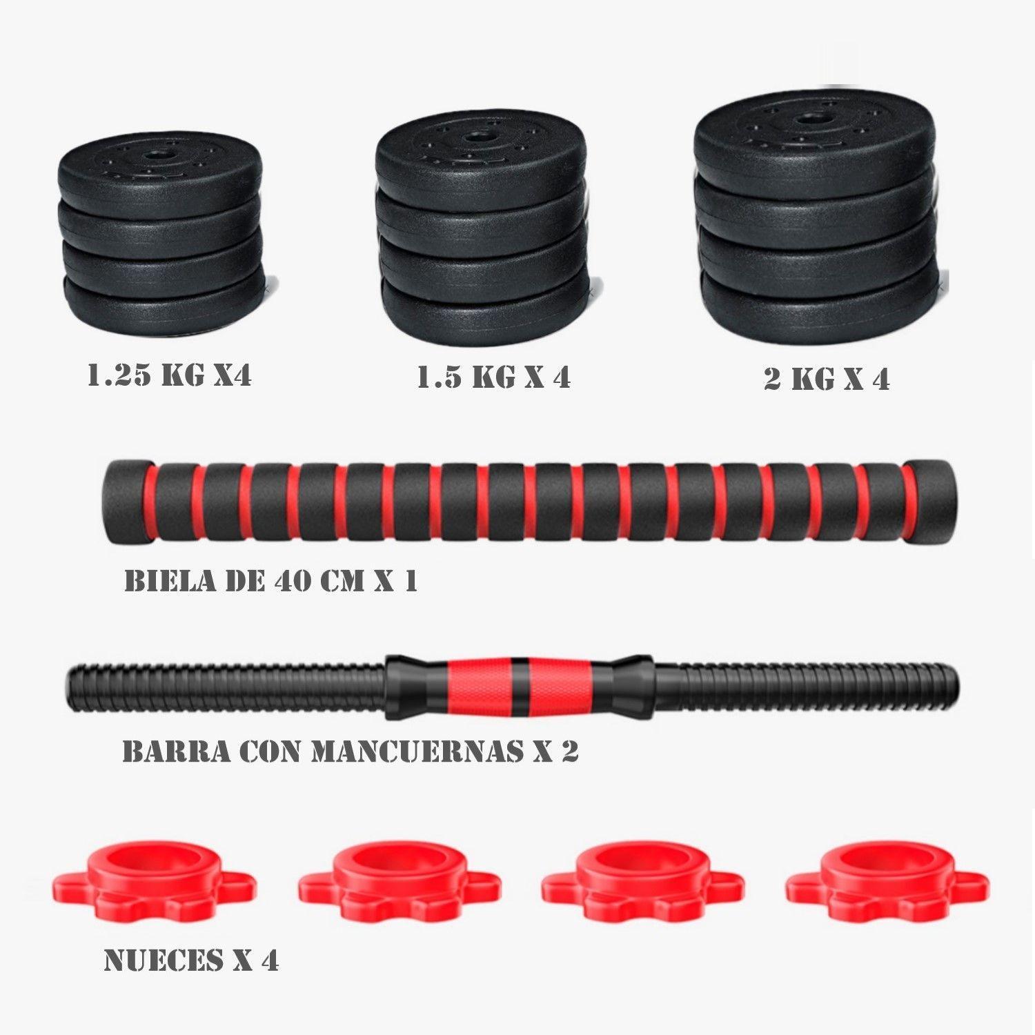 Set de Mancuernas de 20 Kg con Union Red+ Barra-3