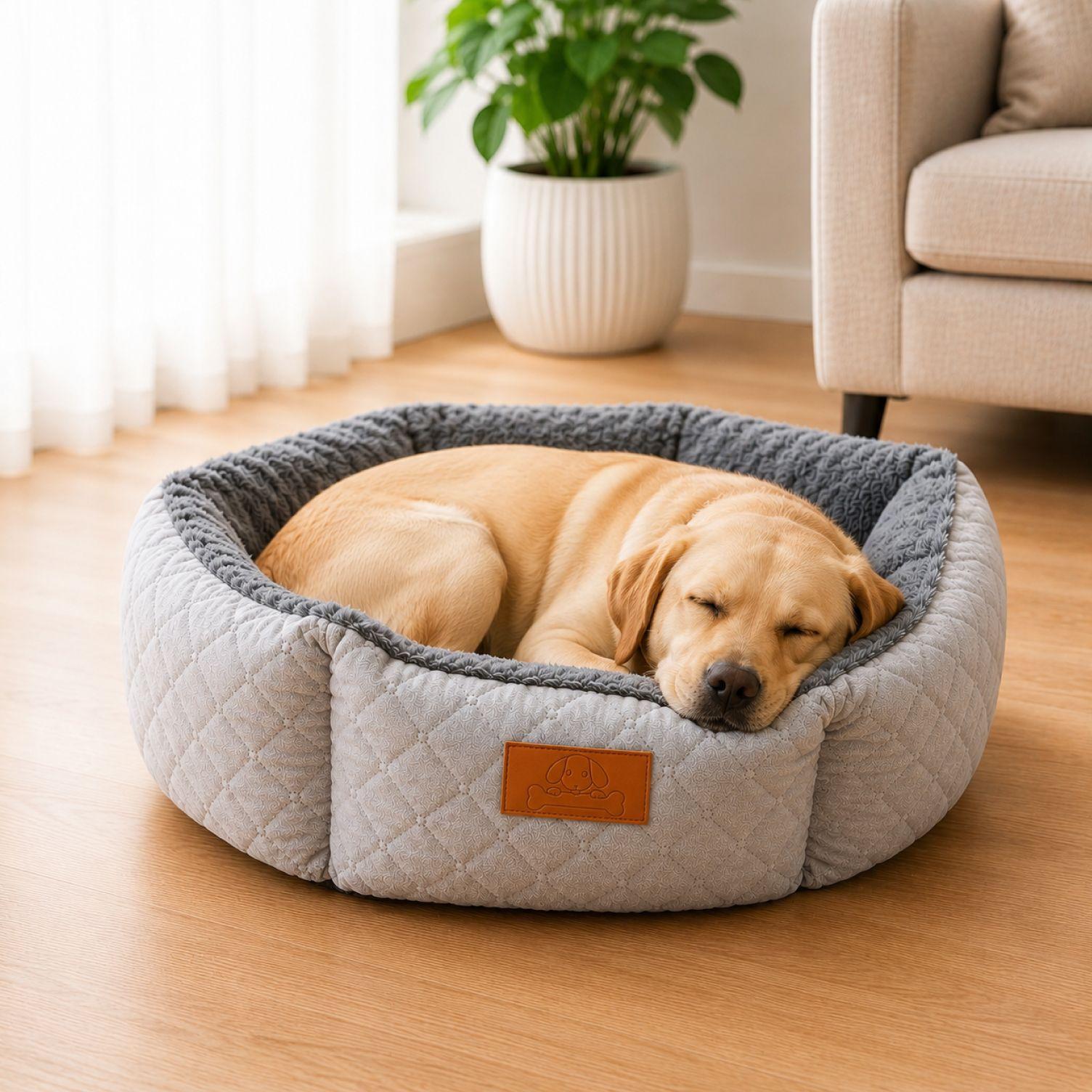 Cama Mascotas 80cm Jacquard Premium Acolchada Perro Gato-1