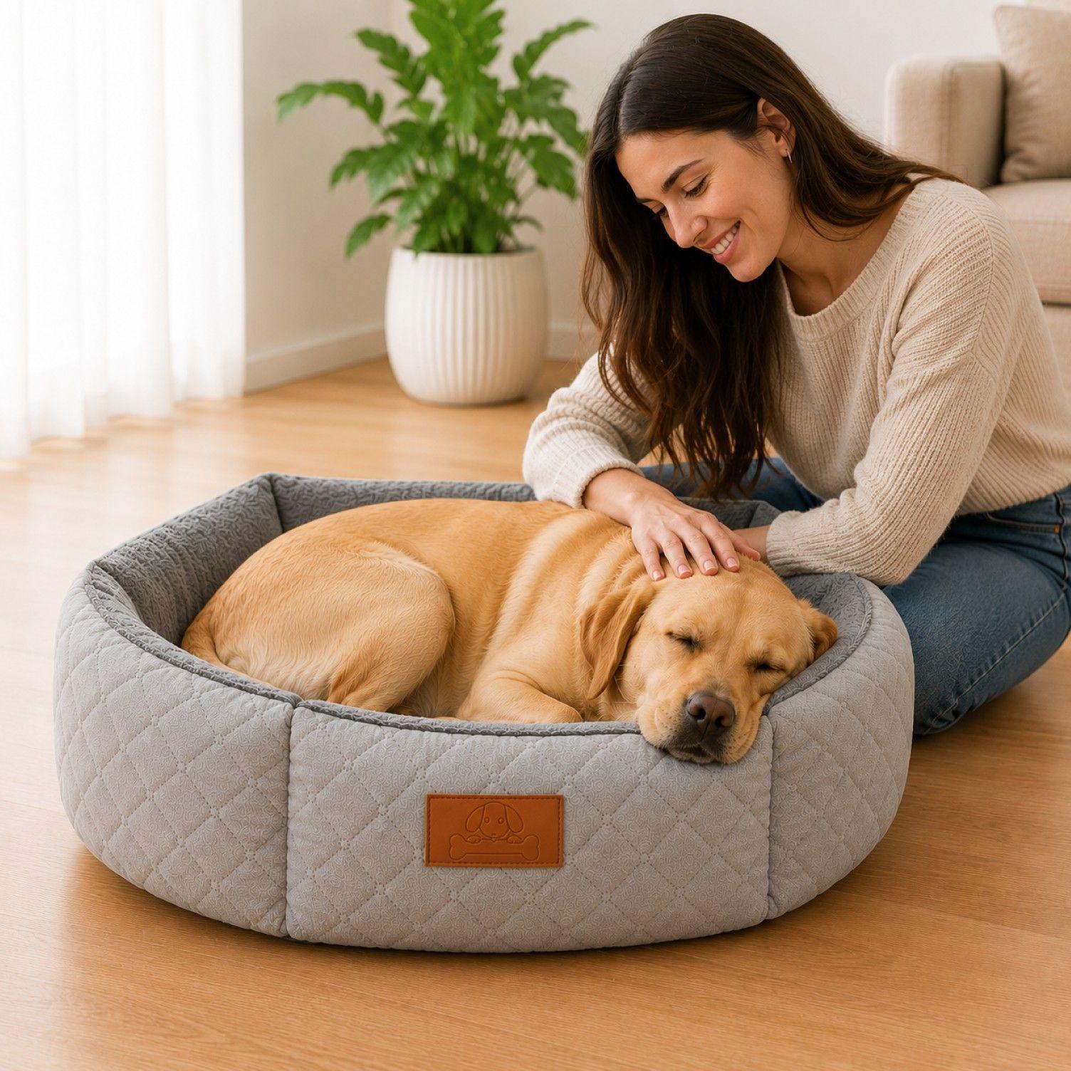 Cama Mascotas 80cm Jacquard Premium Acolchada Perro Gato-4