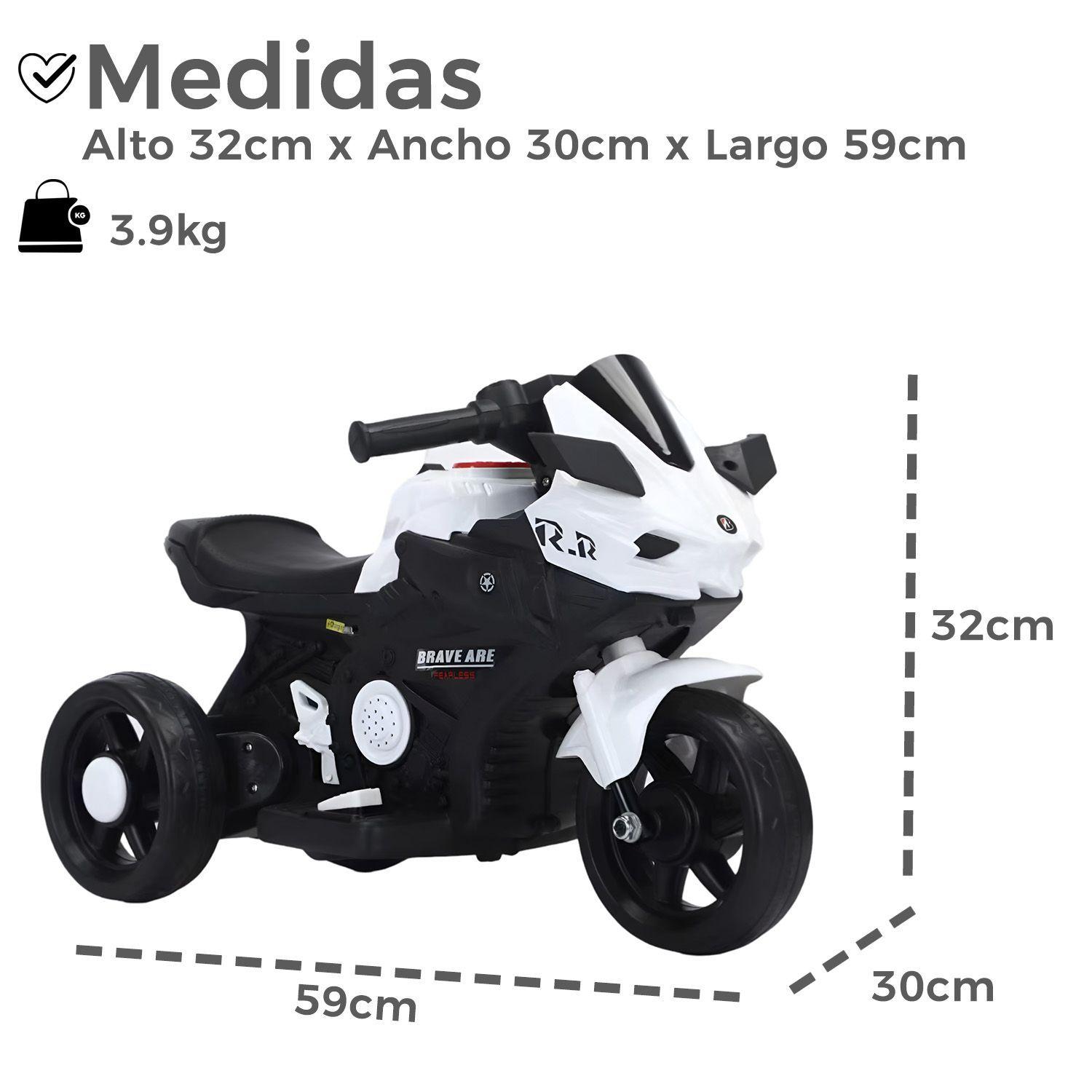 Moto Eléctrica Infantil 3 Ruedas Con Sonido RR Brave 6V-1
