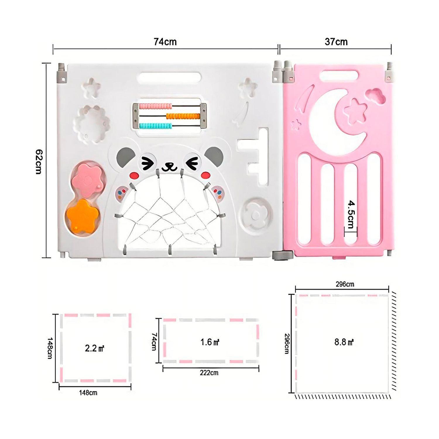 Corral de Seguridad Bebe Multiformas 8+2 Plegable Rosado-3