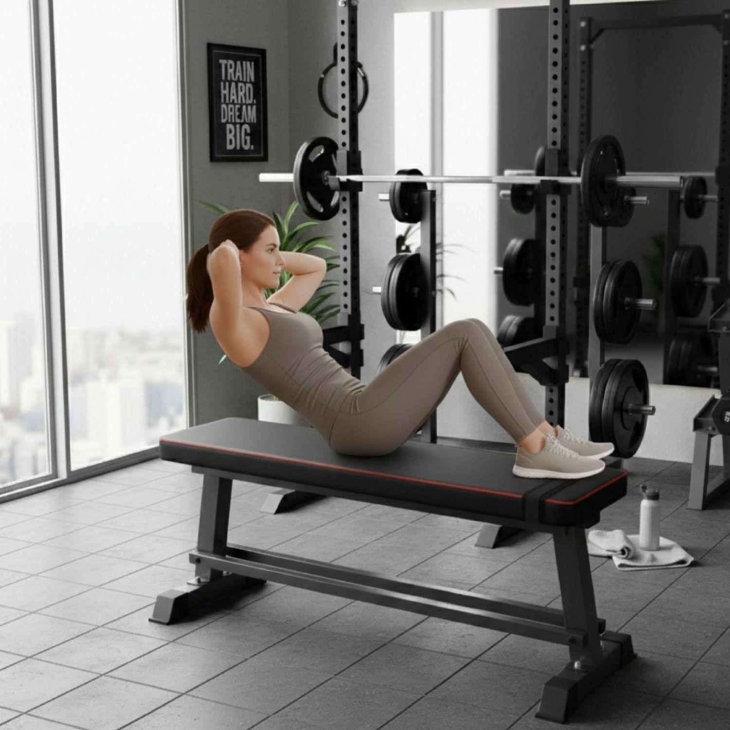 Banca Abdominal Doble Soporte Firme y Acolchado Grueso-4