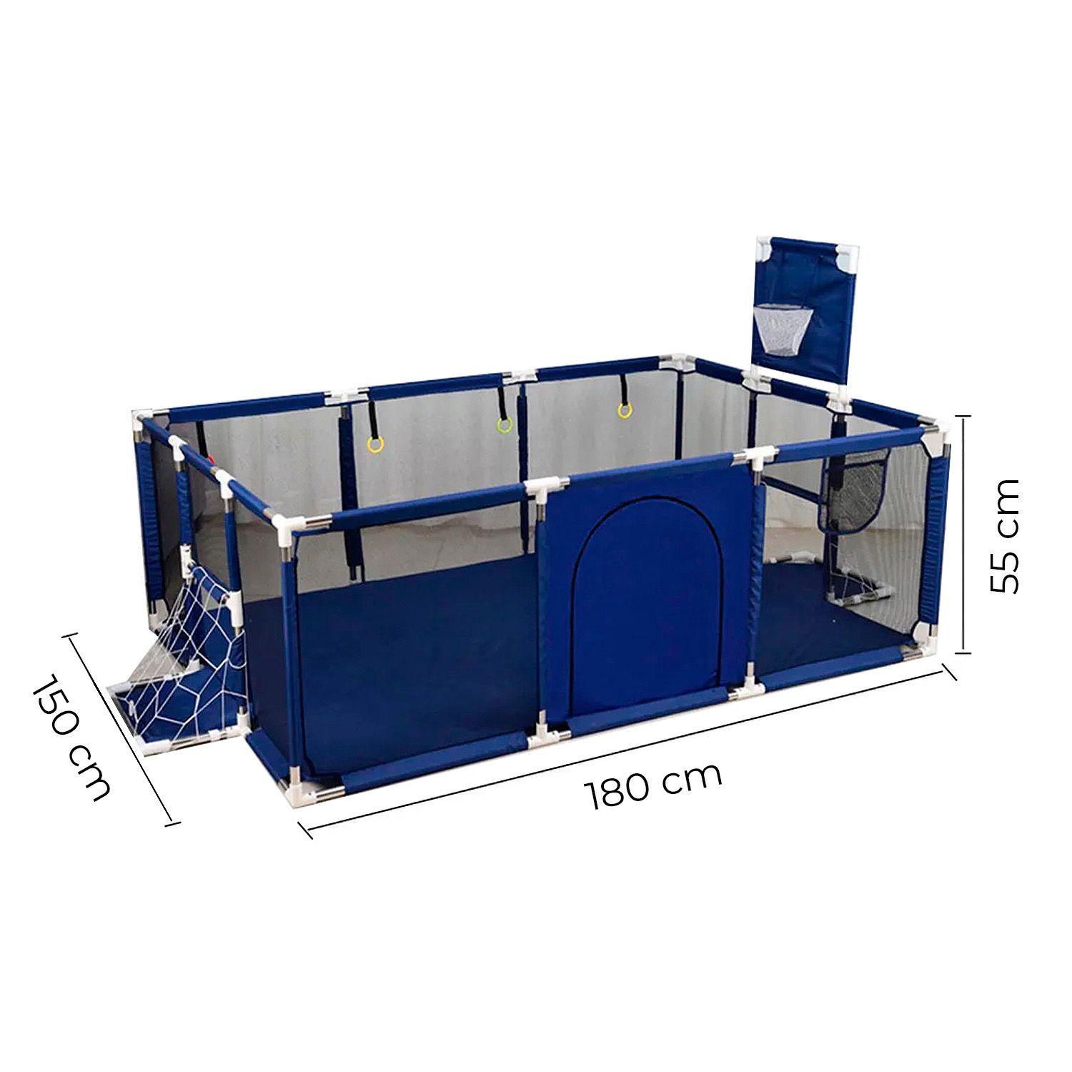 Corral de Seguridad Bebe 180cm Con Aro y Pelotitas Azul-2
