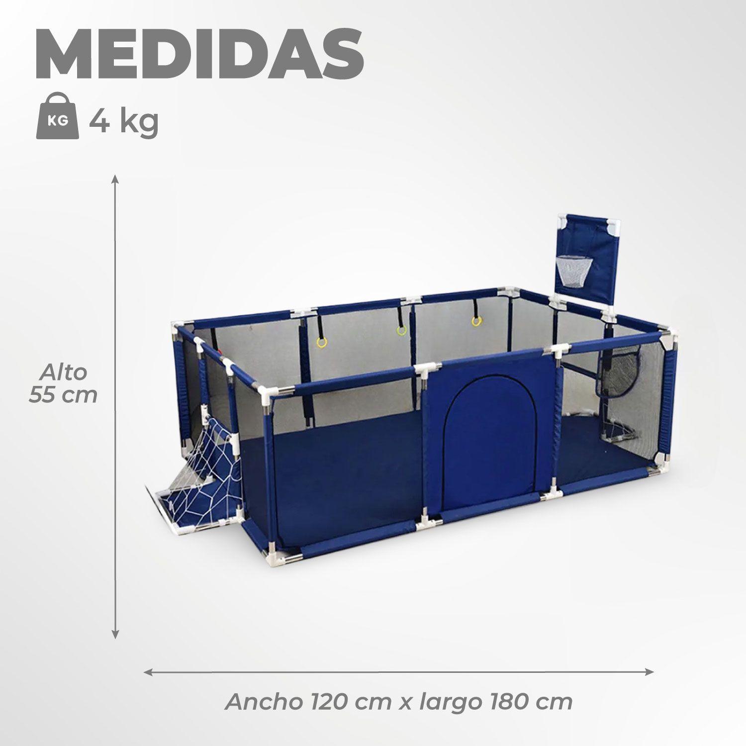Corral de Seguridad Bebe 180cm Con Aro y Pelotitas Azul-2