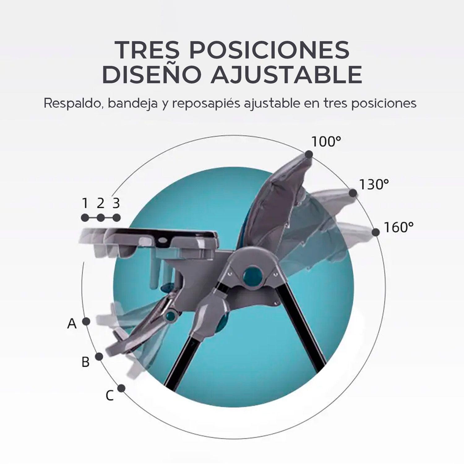 Silla De Comer Bebe Elegante Altura Regulable Y Reclinable-3