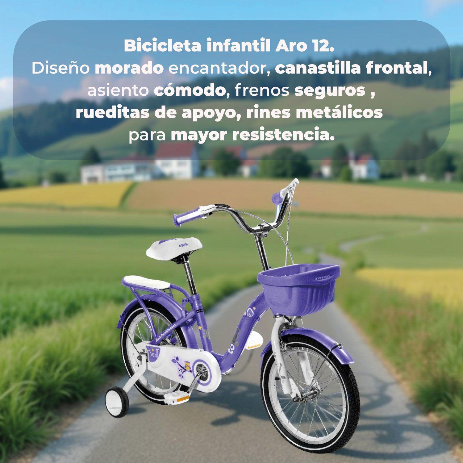 Bicicleta Niña Infantil De Paseo Owl Rueditas Aro 12-4