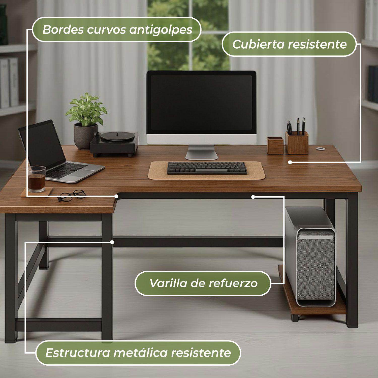 Escritorio Oficina Brown L Izquierdo 140x100 cm-5