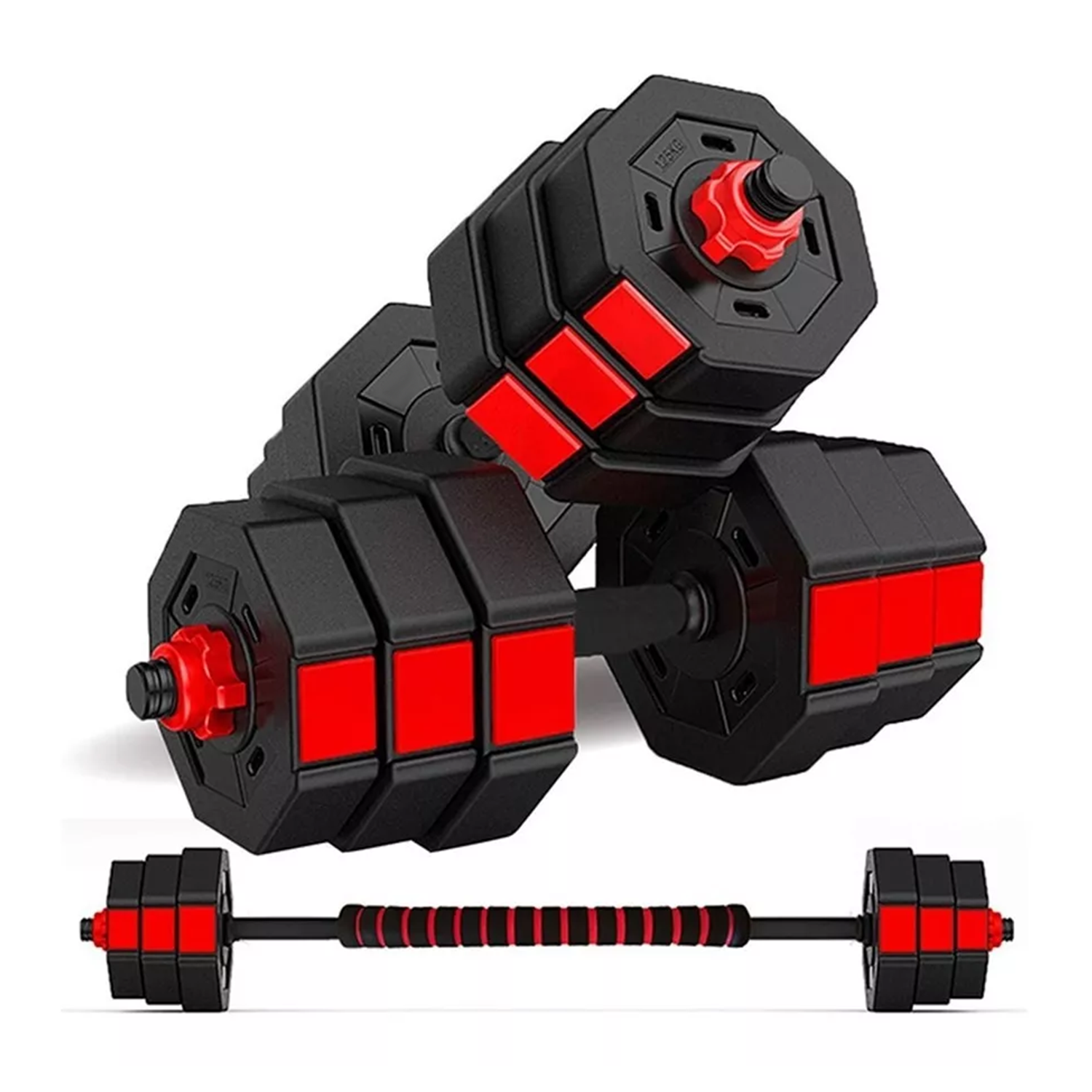 Set de Mancuernas 30 KG Rojo-0