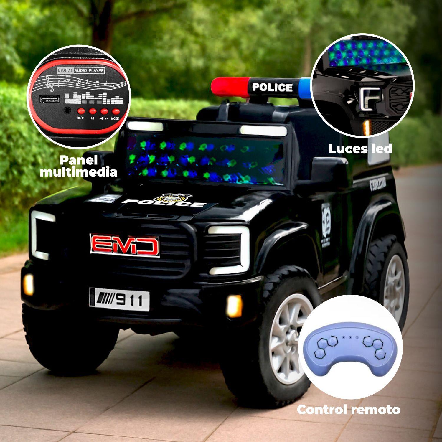 Auto Eléctrico Policia Niños Luces LED y Sonido Realista-3