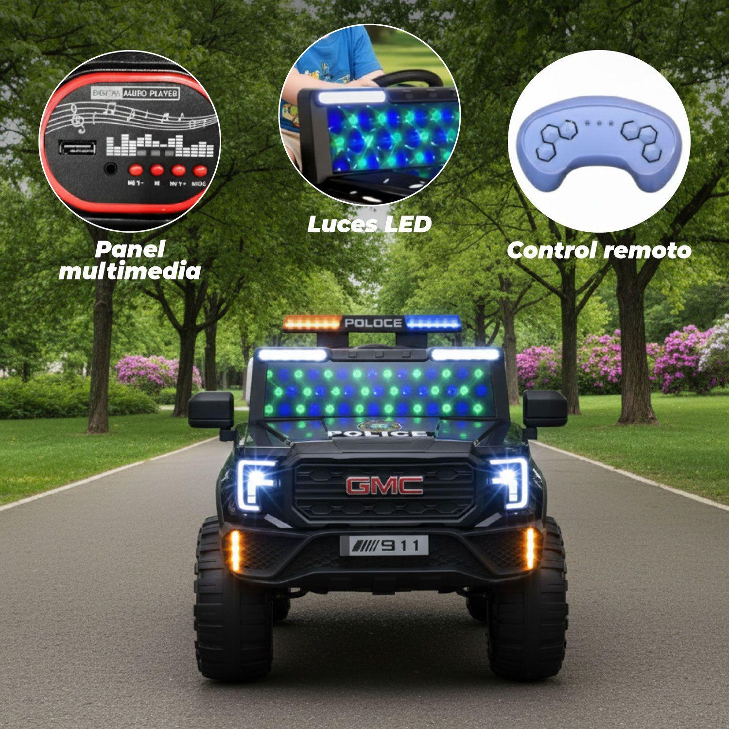 Auto Eléctrico Policia Niños Luces LED y Sonido Realista-3