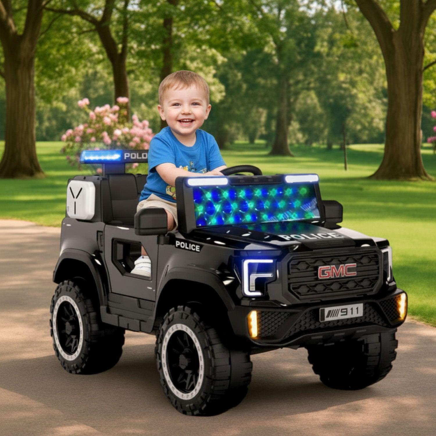 Auto Eléctrico Policia Niños Luces LED y Sonido Realista-4