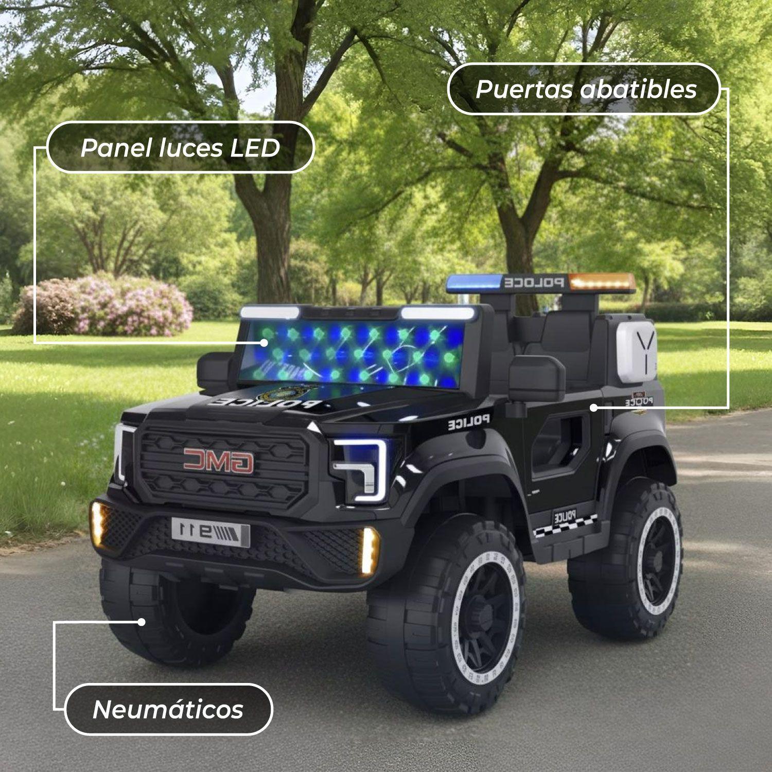 Auto Eléctrico Policia Niños Luces LED y Sonido Realista-5