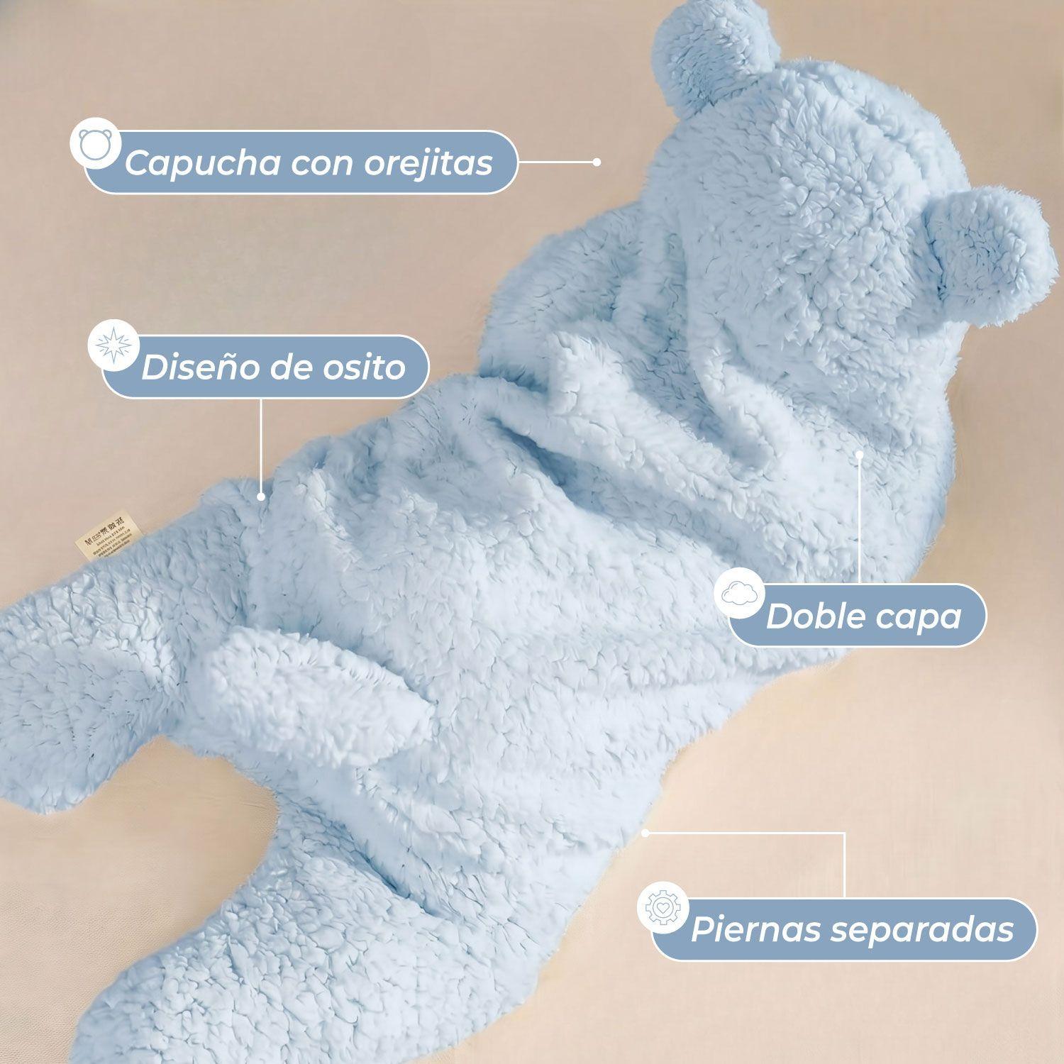 Manta Bebe Premium Recien Nacido Enterito Suave Osito Celeste-5