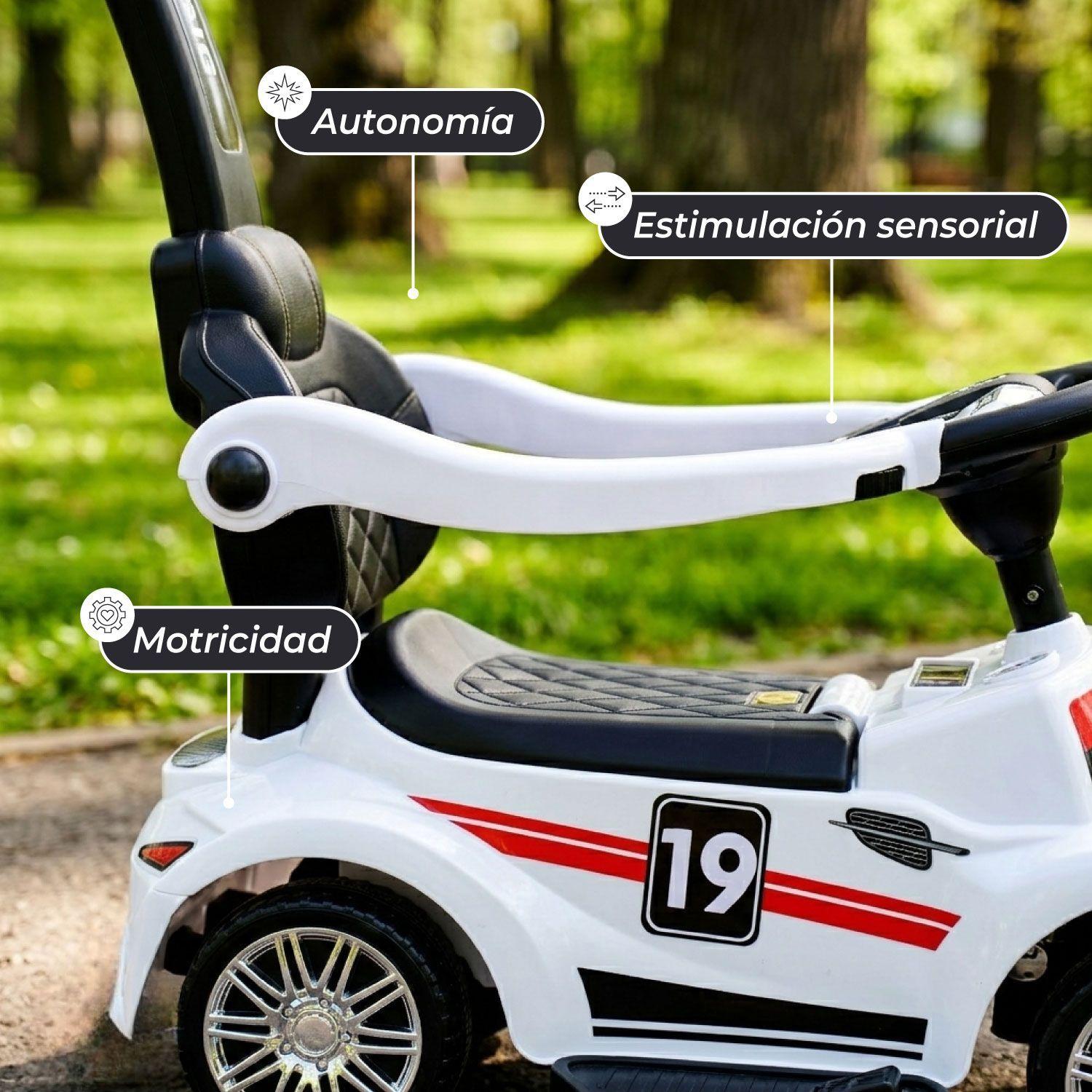 Auto Correpasillos Andador 2 En 1 Con Mango Blanco-3